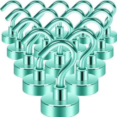 Neosmuk Magnetic Hooks Heavy Duty 30lb Strong Magnet Hook for Cruise Cabins Cruise Essentials 2026 for Hanging Metal Wall Refrigerator Hangers Green 15 Pack