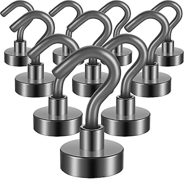 Neosmuk Magnetic Hooks Heavy Duty 30lb Strong Magnet Hook for Cruise Cabins Cruise Essentials 2026 for Hanging Metal Wall Refrigerator Hangers Grey 10 Pack