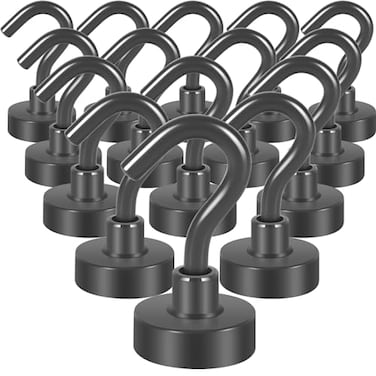 Neosmuk Magnetic Hooks Heavy Duty 30lb Strong Magnet Hook for Cruise Cabins Cruise Essentials 2026 for Hanging Metal Wall Refrigerator Hangers Grey 15 Pack