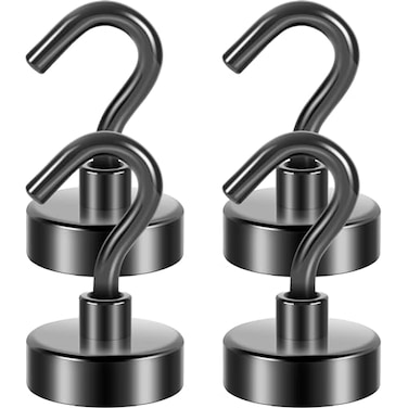 Neosmuk Magnetic Hooks Heavy Duty 85lb Strong Magnet with Hook for Fridge Super Neodymium Extra Strength Industrial Hooks for Hanging Magnetic Hanger for Toolbox Cruise GrillGunmetal4 Pack