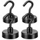 Neosmuk Magnetic Hooks Heavy Duty Earth Magnets with Hook for Refrigerator Extra Strong Cruise Hook for Hanging Magnetic Hanger for Curtain GrillMatte Black4 Pack