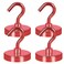 Neosmuk Magnetic Hooks Heavy Duty Strong Magnet with Hook for Fridge Super Neodymium Extra Strength Industrial Hooks for Hanging Magnetic Hanger for Toolbox Cruise GrillRed4 Pack