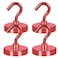 Neosmuk Magnetic Hooks Heavy Duty Strong Magnet with Hook for Fridge Super Neodymium Extra Strength Industrial Hooks for Hanging Magnetic Hanger for Toolbox Cruise GrillRed4 Pack