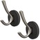 ULIBERMAGNET Strong Magnetic Double Hooks 2 Pack Heavy Duty Sturdy Coat Magnetic Hangers Rubber Magnets Large Hooks for Coat Robe Towel Key Hat Brushed Nickel