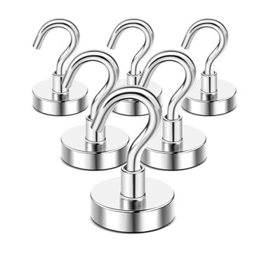 DIYMAG Magnetic Hooks120 lb Heavy Duty Strong Magnet with Hook for Hanging Strong Rare Earth Neodymium Magnet Hooks 6 Packs