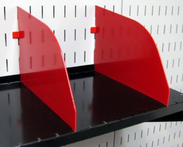 Wall Control Shelf Divider for 9in Deep Pegboard Shelf Assembly for use Pegboard and Slotted Tool Board Red
