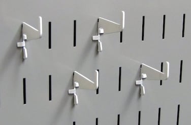 Wall Control Medium 178in Slotted Hook Pack Slotted Metal Pegboard Hooks Pegboard and Slotted Tool Board White