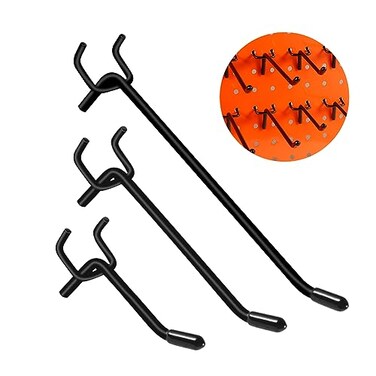 Dualshine 60Pcs Black Pegboard Hooks 246 Inch Pegboard Wall Hook Heavy Duty PegBoard Shelving Hook Fit 14 PegBoard Metal Hanging Pegboard Display Hook Holder Organizer for Kitchen Store