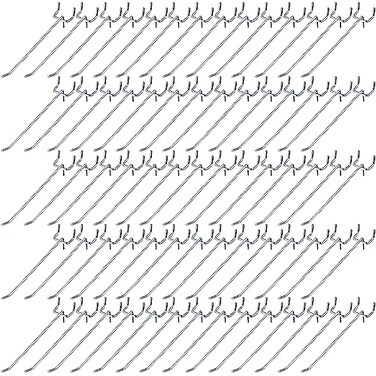 Funrous 100 Pack Peg Board Hooks Stainless Steel Pegboard Hooks Shelving Display Hanging Peg Board Holders for 18 and 14 Garage Storage Tools Organizer6 Inch