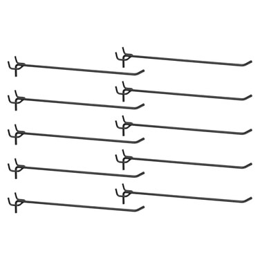 HARFINGTON 10pcs Pegboard Shelving Hooks 10 Stainless Steel Peg Board Display Hook Hanging Holders Wall Mount Organize Tools for Workbench Garage Kitchen Store Black