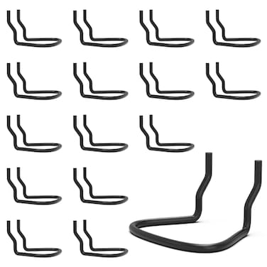 HUHOLE 16 Pack Pegboard Pliers HolderBlack Stainless Steel Peg Board Tool Holders for Garage OrganizationSecure Ring Style Hooks for Pliers Wrenches ScissorsFits 14 316 18 Inch Boards