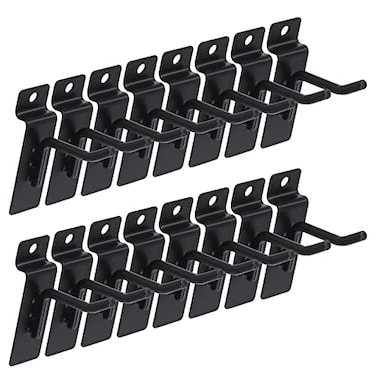 Keadic 20Pcs 2 Slatwall Hooks Set Heavy Duty Slat Wall Shelf Brackets Hanging Hook Pegboard Gridwall Panel Hook for Garage Shop Retail Display and Organization Black