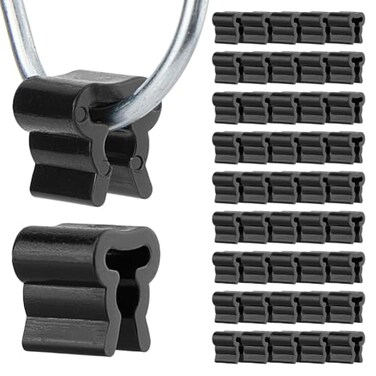 SUPERFINDINGS 50Pcs Plastic Peg Hook Stoppers Black Inventory Control Clips 125x115mm Pegboard Accessories by ClipStrip for Retail Shelves Jewelry Display Racks Supermarket Rack