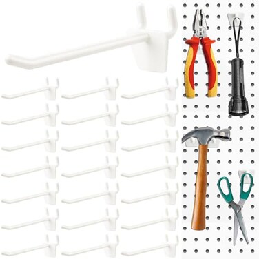 Supkiir 100Pcs Plastic Pegboard Hooks 4 Yellowish Peg Board Shelving Hooks Suitable for 14 and 18 Pegboard Pegboard Accessories for Kitchen Room Garage Office Tools Crafts Store Display