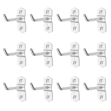 Garneck 12 Pcs Metal Square Peg Board Hooks Heavy Duty Display Hooks for Supermarket Shelf Rack Hanging L Style Screw Hook Pegboard Wall Organizer Tool Accessory