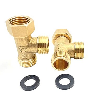 Bumugufu 2pcs 12 3 Way Brass Tee Diverter ConnectorOutlet Easy Connect Tee Valve for Angled Valve Bidet Sprayer Shower Arm