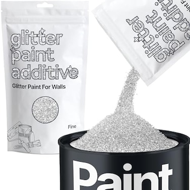 Hemway Silver Glitter Paint Additive for Walls Fine 100g 35oz Glitter Additive Sparkle for Interior Exterior Wall Paint Furniture Varnish
