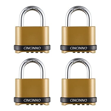 CINCINNO Heavy Duty Weatherproof Combination Lock 4Pack Outdoor Combo LockResettable Combination Padlock for GateShedStorage Unit