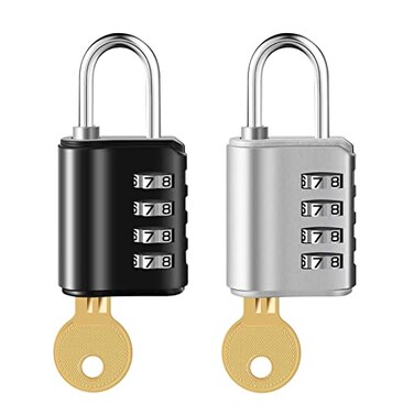 EUQINU 2 Pack Combination Padlock 4 Digit Resettable Padlock with Keys Combo Lock for School Gym Locker Employee Locker Hasp Storage Fence Gate