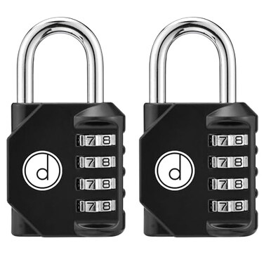 desired tools 4 Digit Combination Locks 2 Pack Weatherproof Padlock with Code Combination Lock for Locker Gym Outdoor Gate Storage Shed Fence Gate Bike Lock Keyless Easy to Set Reset New Black