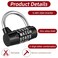PercyEffie 4 Pcs 5 Letter Combination Lock Heavy Duty Gym Locker Keyless Resettable Metal Padlock for Home Outdoor Door Locks Toolbox Hasp Cabinet Black Silver Red Blue