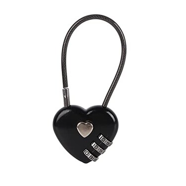 BALITY Combination Lock 3 Digit Cute Love Padlock Mini Outdoor Combo Gate Lock Travel Luggage Locks Heart Shape Love Lock for Gym Locker Extracurricular Locker HomeBlack