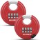 DELSWIN Outdoor Combination Padlock 4 Digit Heavy Duty Disc Lock with Hardened ShackleCombo Padlock for GateStorage UnitFence2564 Shackle Red2Pcs