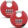 DELSWIN Outdoor Combination Padlock 4 Digit Heavy Duty Disc Lock with Hardened ShackleCombo Padlock for GateStorage UnitFence2564 Shackle Red2Pcs