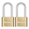 disecu Disecu Heavy Duty 4 Digit Combination Lock 25 Inch Long Shackle Outdoor Waterproof Padlock for School Gym Locker Fence Gate Case Hasp Storage Brass 2 Pack