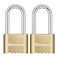 disecu Disecu Heavy Duty 4 Digit Combination Lock 25 Inch Long Shackle Outdoor Waterproof Padlock for School Gym Locker Fence Gate Case Hasp Storage Brass 2 Pack