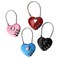 GWYAN 4 Pcs Steel Wire Rope Password Padlock Retro Heart Shape Padlock Black Red Blue Pink