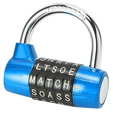 Cluckyu Gym Locker Lock5 Letter Heavy Duty Alloy Padlock Password Sturdy Security PadlockEasy to Set Your Own Keyless Resettable ComboBlue