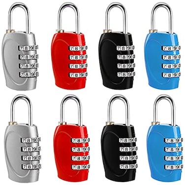 Hedume 8 Pack Combination Lock 4 Digit Padlock for School Gym Locker Sports Locker Fence Toolbox Gate Case Hasp Storage