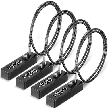 Hicarer 4 Pcs 2335 Inch Length Cable Locks with Combination 4 Digit Resettable Security Lock for Bikes Lockers Bicycle Wardrobes File Cabinets Gate Fences Anti Theft Locks 316 Diameter