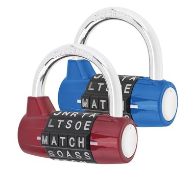 HOJLKLD Gym Locker Lock 5 Letter Word Lock Safety Padlock Combination Lock for School Gym LockerSports LockerFenceToolboxCaseHasp Storage 2 BlueRed