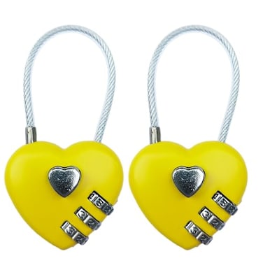LITAITAI Heart Locks Love Padlock Small Locker LocksLove Lock for Jewelry Storage Box Locker Decor Valentine GiftComboLockGym Locker Lock 2PCS Macaron Yellow