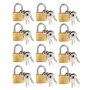 Litoexpe 12 Pieces Mini Locks with Keys Small Solid Brass Padlock Suitcase Locks for Luggage Backpacks Toolbox Jewelry Box Storage Unit School Gym Locker