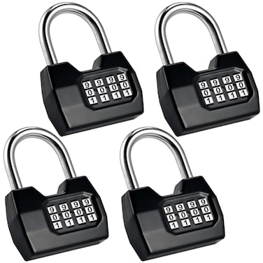 Locilot 4 Pack Combination Lock 4Digit Fashion Combo Lock Combination Padlock Waterproof Outdoor Gate Locks for Fence Locker Sheds Gym Shed Storage Unit Gate Hasps School