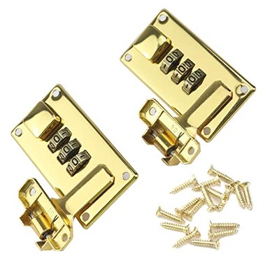 Mewutal 2PCS Luggage Suitcase Combination Lock 3 Digit Combination Password Lock Buckle for Toolbox Vanity Case with Screws Gold