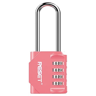 RESET 060 4 Digit Combination Padlock with 24 inch Long Shackle Combination LockOutdoor Waterproof PadlockIndoor Padlock for School Locker Gym Locker Shed Fence Gate Toolbox Pink
