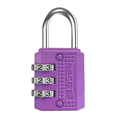 RESET 071 Mini Combination Lock Small 3 Digit Padlock for Gym Locker Travel Luggage Lock Resettable No Key Lock for Backpack Zipper Suitcase Purple 1 Pack