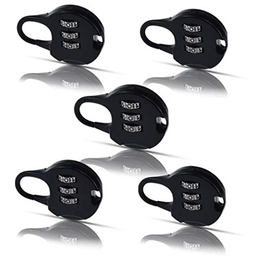 SDTC Tech 5 PCS Combination Luggage Lock Password Security Padlock Zinc Alloy Black Small Safe Combination Padlocks for Luggage Briefcases Suitcases Backpacks Computer Bags Locker Tool Cabinet