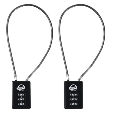 SISAV 3 Digit Cable Combination Lock 12 inches Cable for School Gym LockerFiling CabinetsHelmetToolboxLuggage SuitcaseknapsackBlack 2Pack