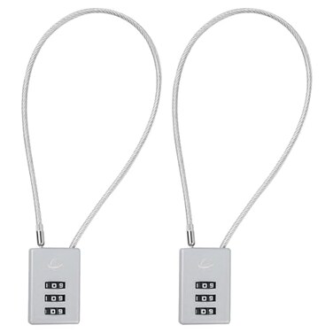 SISAV 3 Digit Cable Combination Lock 12 inches Cable for School Gym LockerFiling CabinetsHelmetToolboxLuggage SuitcaseknapsackGrey 2Pack