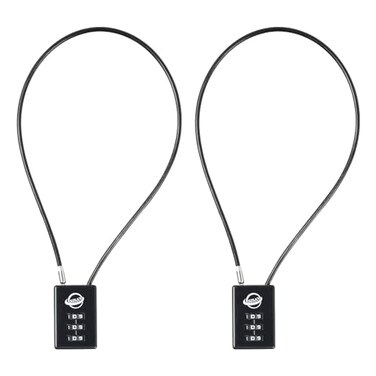 SISAV 3 Digit Cable Combination Lock 16 inches Cable for School Gym LockerFiling CabinetsHelmetToolboxLuggage SuitcaseknapsackBlack 2Pack