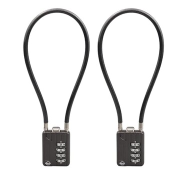 SISAV 30CM12in Long Cable Locks Cable 4Digit Combination Lock Resettable Combination Security Cable Lock Luggage Suitcase Gun Helmet Gun Black 2Pack