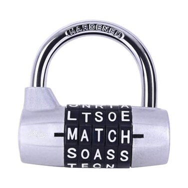 sundopt 5 Letter Word Lock 5 Digit Combination Lock Safety Padlock for Gym School Locker Fence Toolbox Case Hasp Storage Silver