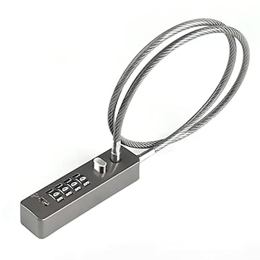 Tcyoatoa Cable Locks with Combination 2335 Inches Braided Steel Locking Cable with Resettable Code for Outdoor Fence Gate Bikes Lockers Wardrobes GunGrey