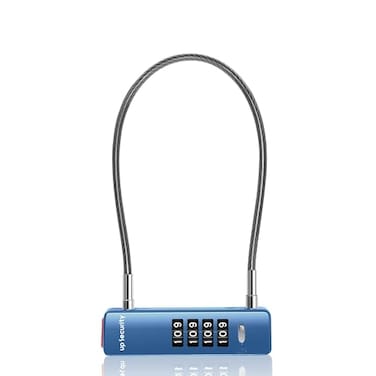 UP Security Cable Lock with Combination 4Digit Combo Locks for Fence Gate Travel Backpack Safe Wire Padlock for Cabinet Bike Scooter Bicycle Pet Door 11830cm Cable Blue