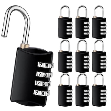 Voittozege 10 Pack 4 Digit Combination Locks Small Combination Padlock Luggage Number Locks Outdoor Waterproof Combo Lock for Traveling Toolbox School Gym Door Locker Suitcases